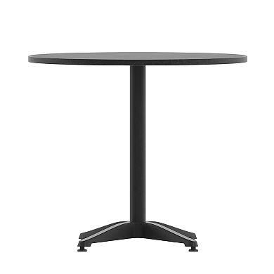 Flash Furniture Mellie 31.5'' Black Round Metal Indoor-Outdoor Table with Base