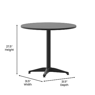 Flash Furniture Mellie 31.5'' Black Round Metal Indoor-Outdoor Table with Base