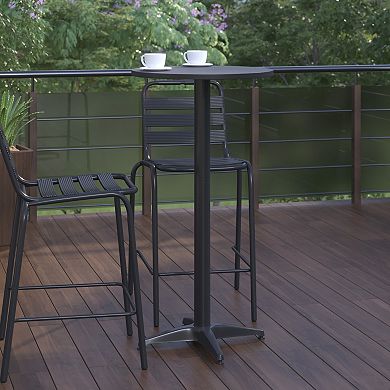 Flash Furniture Mellie 23.5" Black Round Metal Indoor-Outdoor Bar Height Table