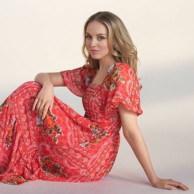 Women's LC Lauren Conrad Pleated Bodice Squareneck Midi Dress