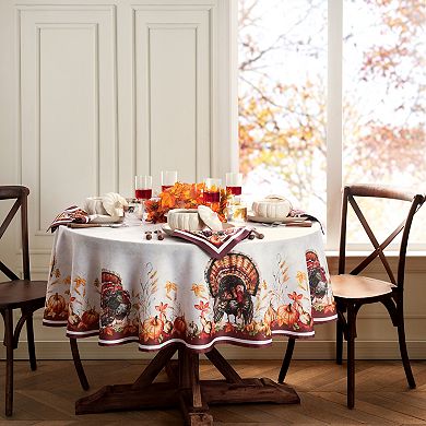 Elrene Home Fashions Autumn Heritage Turkey Engineered 60"x84" Oval Tablecloth