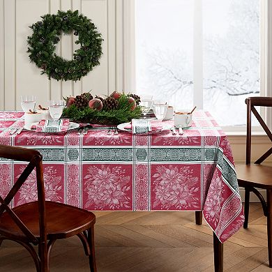 Elrene Home Fashions Poinsettia Plaid Jacquard Plaid Rectangle Tablecloth