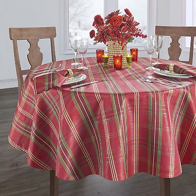 Elrene Home Fashions Shimmering Plaid 60"x84" Oval Tablecloth