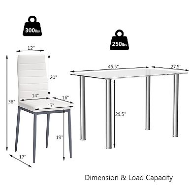 5 Pieces Dining Set With 4 Pvc Leather Chairs