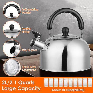 Silver, 2.1quarts, Stainless Steel Whistling Tea Kettle