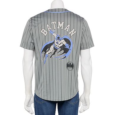 Men's Batman Pinstriped Graphic Baseball Jersey
