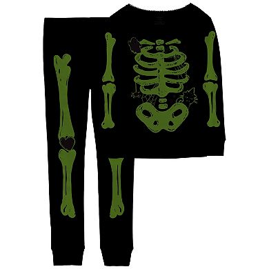 Girls 4-14 Carter's 2-Piece Glow Halloween Skeleton Cotton Pajama Set