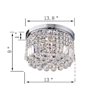 Greenville Signature 4-Light Crystal Flush Mount for Dining/Living Room, Bedroom, Entryway