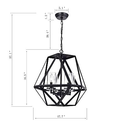 Greenville Signature 4-Light Geometric Chandelier for Dining/Living Room, Bedroom, Entryway