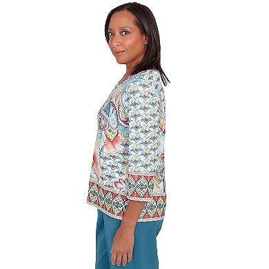 Petite Alfred Dunner Medallion Paisley Top