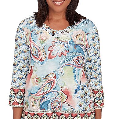 Petite Alfred Dunner Medallion Paisley Top