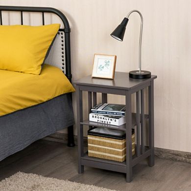 3-tier Nightstand Side Table With Baffles And Corners