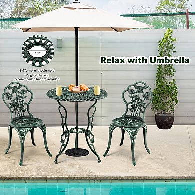 Outdoor Cast Aluminum Patio Furniture Set With Rose Design