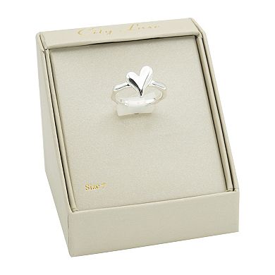 City Luxe Silver Tone Heart Ring