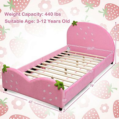 Kids Children Upholstered Berry Pattern Toddler Bed