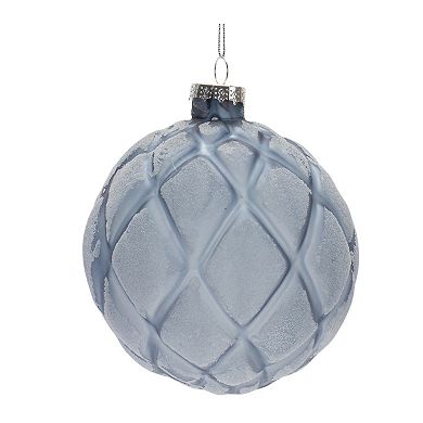 Frosted Blue Glass Ball Ornament (set Of 6)
