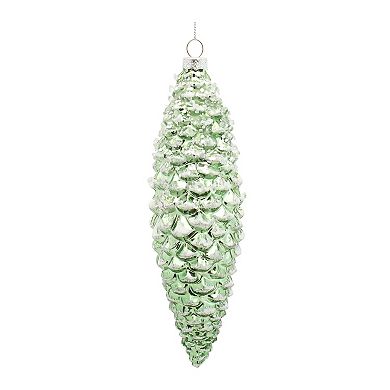 Green Frosted Pinecone Drop Ornament (Set of 12)