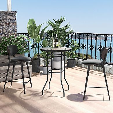 38 Inch Patio Bar Table With Tempered Glass Tabletop