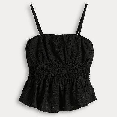 Juniors' Eyeshadow Smocked Eyelet Tube Top with Removable Straps