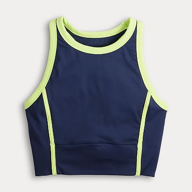 Juniors' SO Piping Trimmed Blocked High Neck Tank Top
