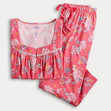 Petite Croft & Barrow Squareneck Pajama Top & Capri Pajama Pants Set