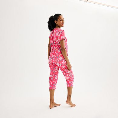 Petite Croft & Barrow Squareneck Pajama Top & Capri Pajama Pants Set
