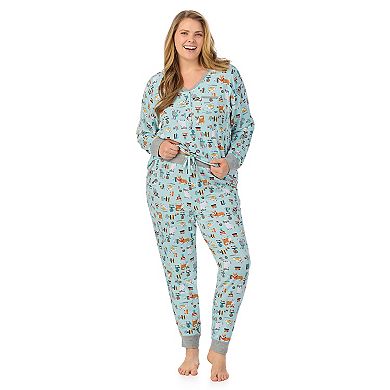 Plus Size Cuddl Duds® Cozy Long Sleeve Henley Pajama Top & Pajama Bottoms Set