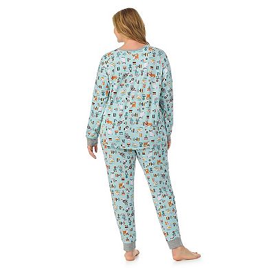 Plus Size Cuddl Duds® Cozy Long Sleeve Henley Pajama Top & Pajama Bottoms Set