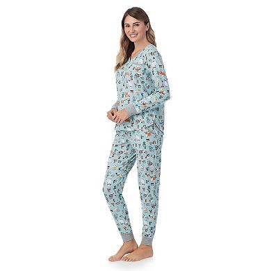 Petite Cuddl Duds® Cozy Long Sleeve Henley Pajama Top & Pajama Bottoms Set