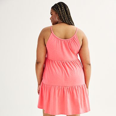 Juniors' Plus Size SO® Braided Strap Tiered Dress
