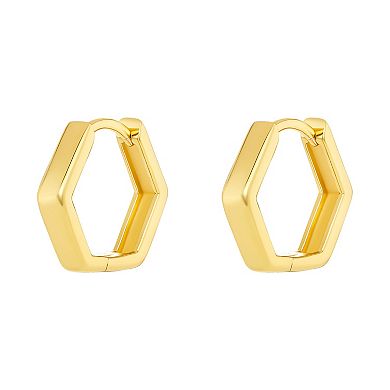 PRIMROSE 18k Gold Vermeil Polished Hexagon Hoop Earrings