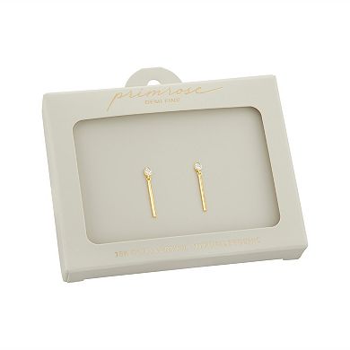 PRIMROSE 18k Gold Vermeil Cubic Zirconia Polished Bar Drop Earrings