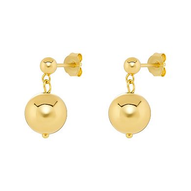 PRIMROSE 18k Gold Vermeil Polished Double Bead Drop Earrings