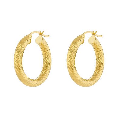 PRIMROSE 18k Gold Vermeil Textured Mesh Hoop Earrings