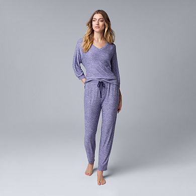 Women's Simply Vera Vera Wang 3/4 Sleeve Pajama Top & Pajama Bottoms Set