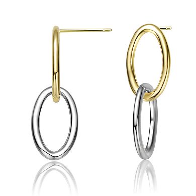 Two-Tone Oval Link Drop Earrings