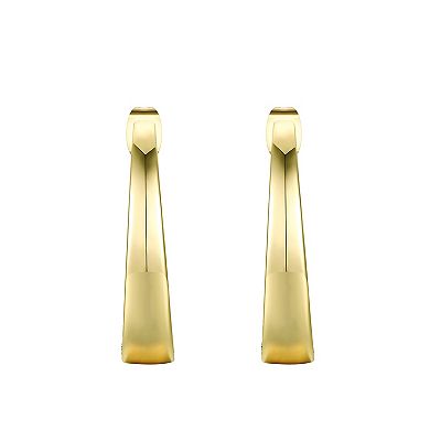 14k Gold Plated Cubic Zirconia Tapered C-Hoop Earrings