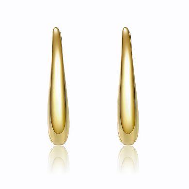 14k Gold Plated Oval Raindrop Hoop Earrings