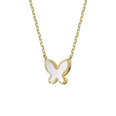 Kids' 14k Gold Plated Mother of Pearl Butterfly Layering Pendant Necklace