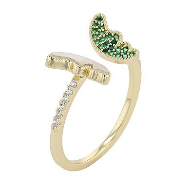14k Yellow Gold Plated Cubic Zirconia Dome-Shaped Textured Nugget Ring