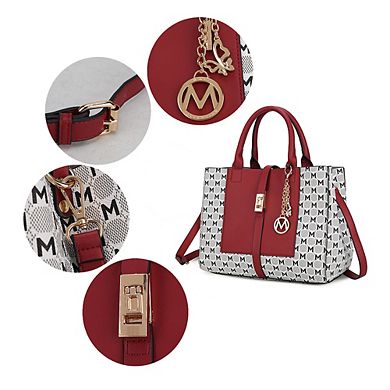Mkf Collection Yuliana Circular M Emblem Print Satchel Bag With Wallet By Mia K - 2 Piece