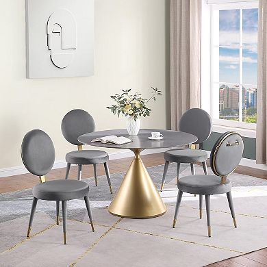 Morden Fort Luxury 5 Piece Dining Table Set With Metal Conical Table Base