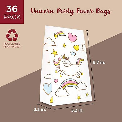 36x Unicorn Rainbow Party Favor Goodie Gift Paper Bag For Kids Girls Birthday