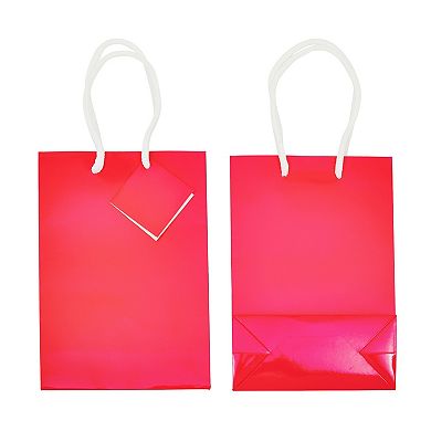20 Pack Small Paper Bags W Handle & Tissue Paper For Gift Hot Pink 7.9x5.5x2.5”