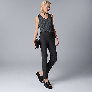 Women's Simply Vera Vera Wang Charcoal Texture Modern Pintuck Slim Straight Pants