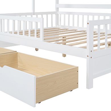 Merax Wooden House Bed With Drawers