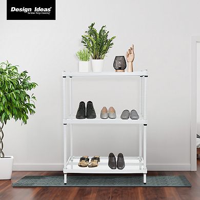 Design Ideas Meshworks 3 Tier Full-size Metal Storage Shelving Unit Rack, White