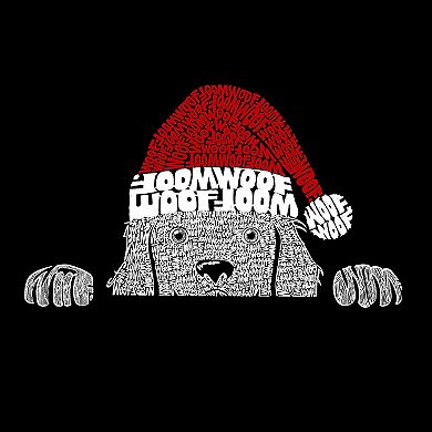Christmas Peeking Dog - Boy's Word Art Crewneck Sweatshirt
