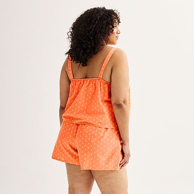 Plus Size Sonoma Goods For Life® Poplin Pajama Top & Pajama Shorts Set
