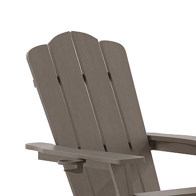 Taylor & Logan 2 pc Nellis All-Weather Adirondack Chair with Cup Holder & Pull-Out Ottoman Set